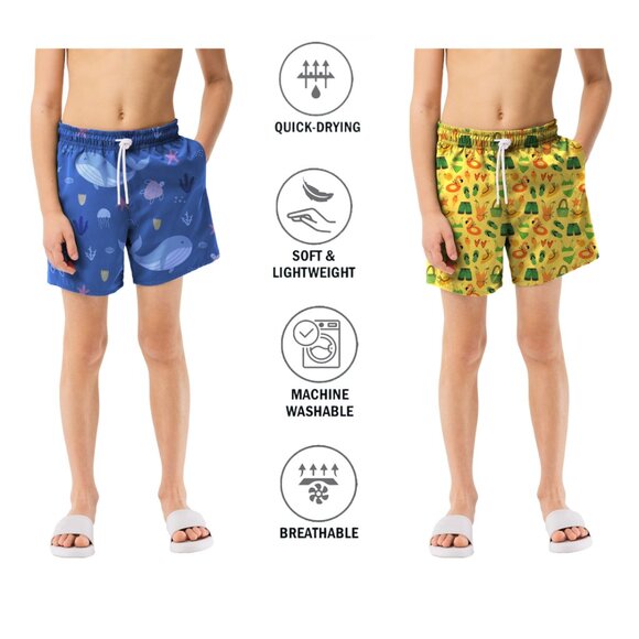 Boy's Beach Swim Trunk Shorts Quick Dry UPF 50+ Little Boys Bathing Swimsuit - Picture 8 of 15